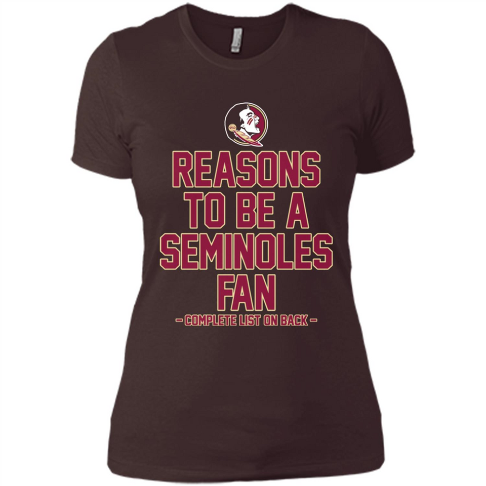 Reasons to be a Florida State Seminoles Fan Complete List on Back - Ladies' Boyfriend T-Shirt