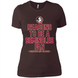 Reasons to be a Florida State Seminoles Fan Complete List on Back - Ladies' Boyfriend T-Shirt