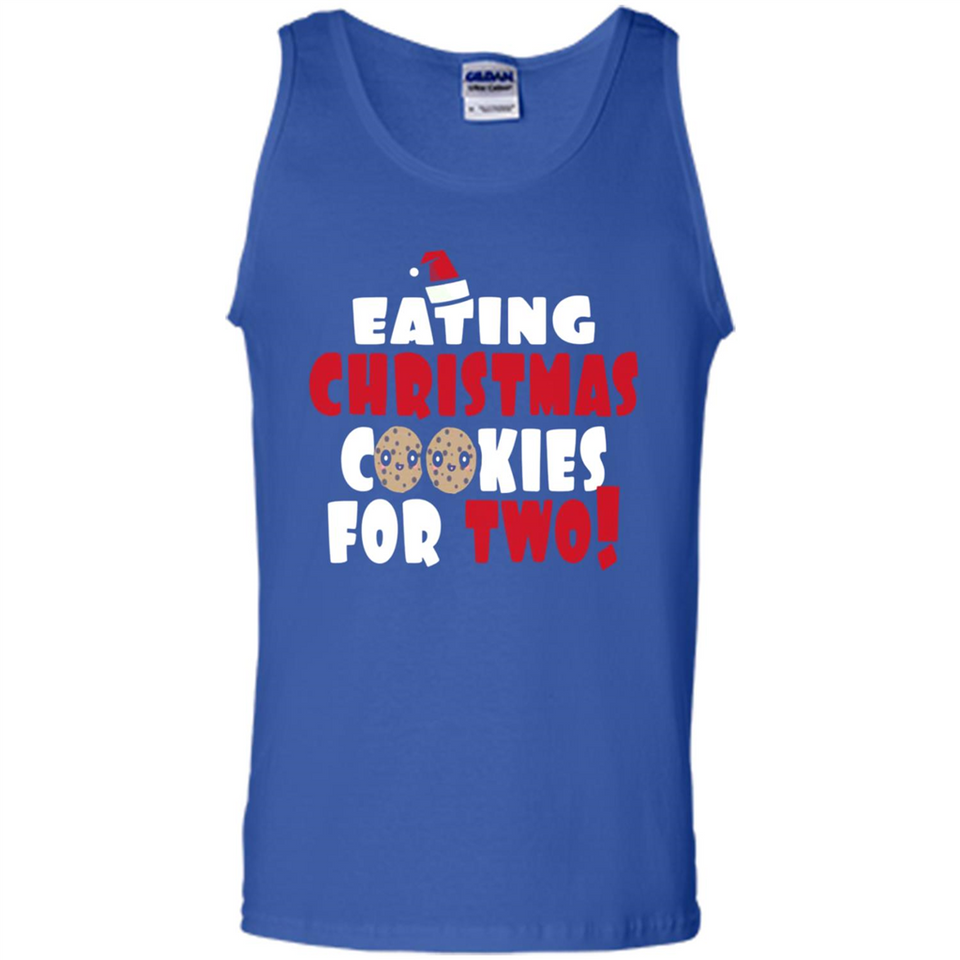 Womens Funny Eating Christmas Cookies For Two Pregnancy - Tank Top