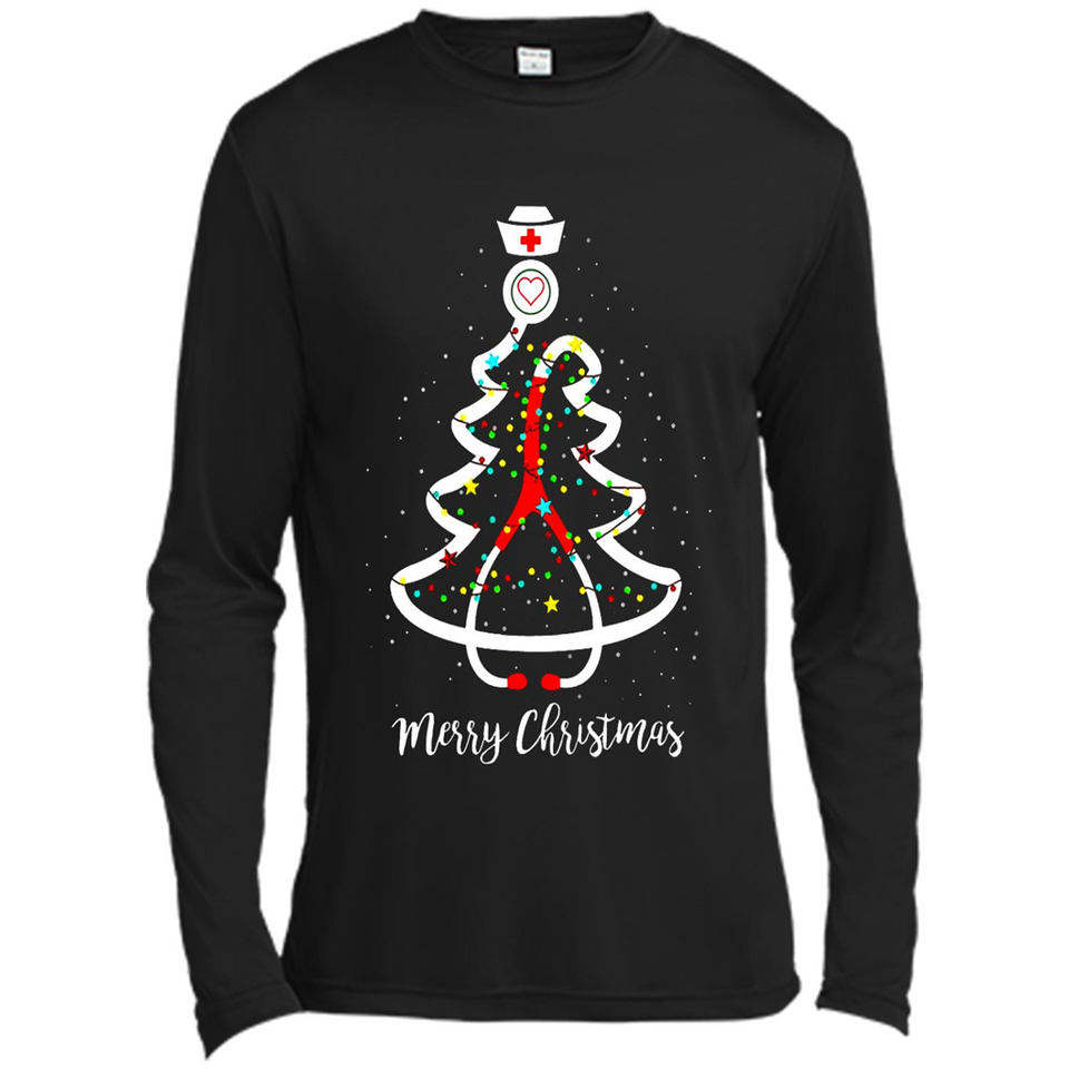 Christmas tree Nurse merry Christmas - Canvas Long Sleeve T-Shirt