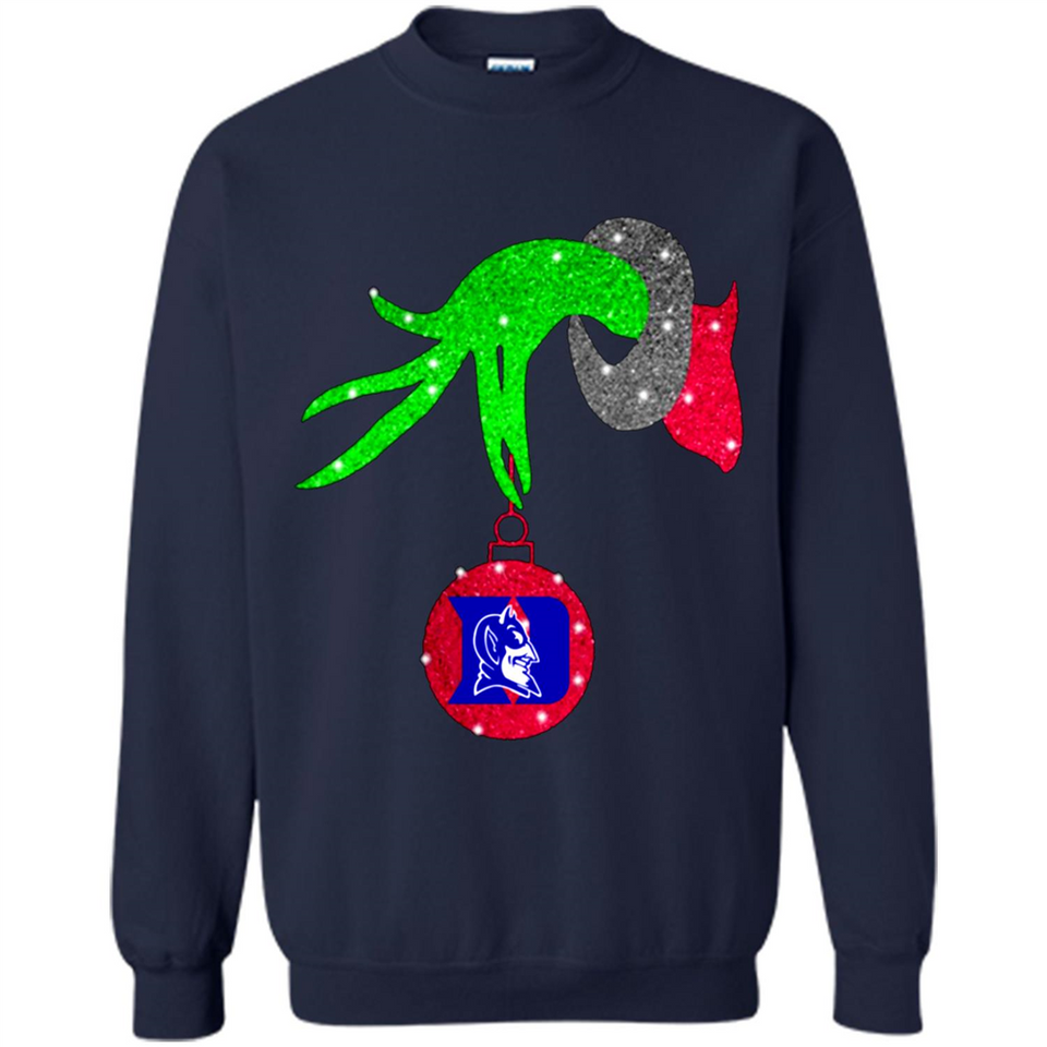 GRINCH HAND HOLDING DUKE BLUE DEVILS GLITTER CHRISTMAS PINGPONG