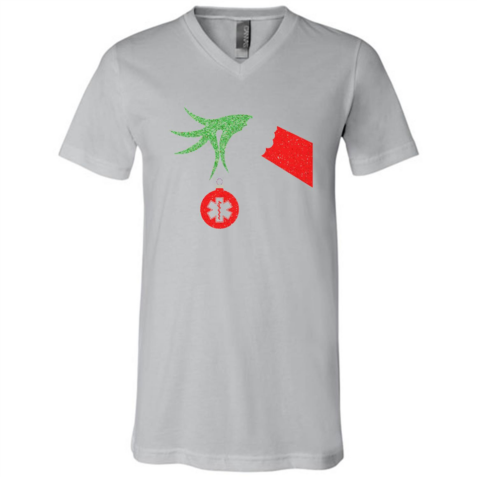 Funny Grinch Hand holding Doctor ornament Christmas Sporty T-Shirt - Canvas Unisex V-Neck