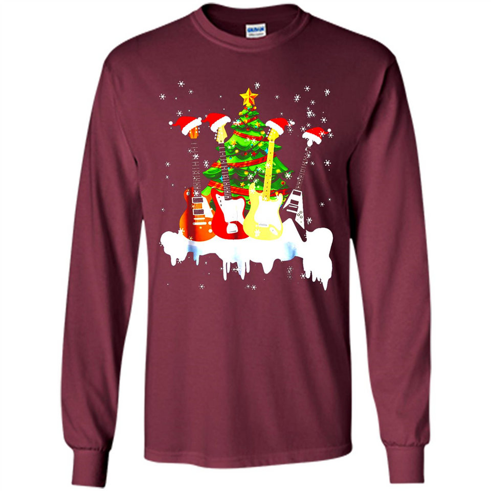 Santa Hat Electric Guitar Classical Guitar Christmas shirt Ladies' Boyfriend