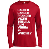 Dasher Dancer Prancer Vixen Tequila Rum Vodka Whiskey Reindeer Christmas T-Shirt - Canvas Long Sleeve T-Shirt