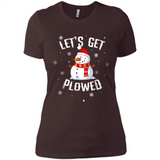 Let's Get Plowed Funny Christmas Snowman - Ladies' Boyfriend T-Shirt