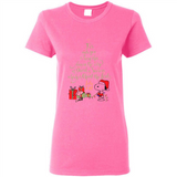 Snoopy Merry Christmas with Christmas tree T-Shirt - Ladies Short-Sleeve