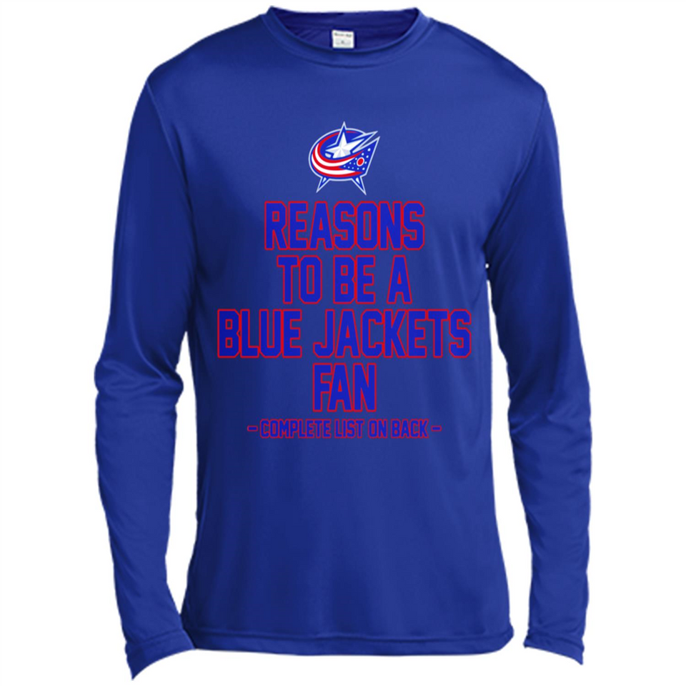 Reasons to be a Columbus Blue Jackets Fan Complete List on Back - Canvas Long Sleeve T-Shirt