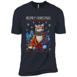 Christmas Ugly Sweater Cat With Christmas Meowy Chritstmas - Premium Short Sleeve T-Shirt