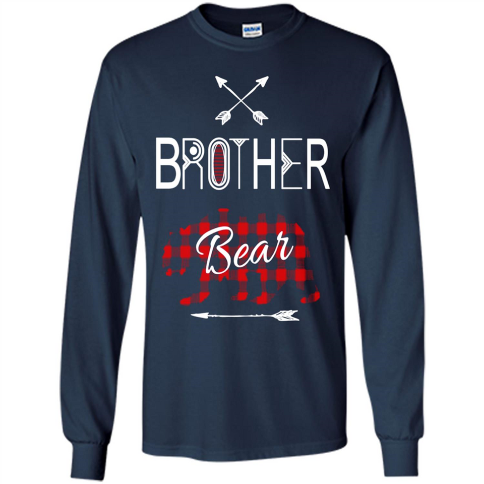 Brother Shirt Buffalo Plaid Family Camping Bear Tee - Long Sleeve T-Shirt