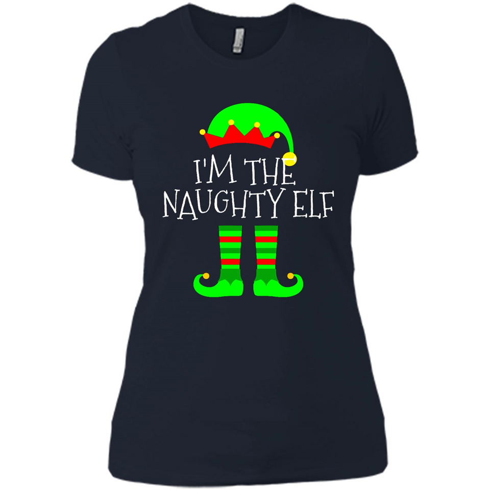 Matching Family Christmas Shirt Funny I'm The Naughty Elf Black mugs PINGPONG - Ladies' Boyfriend T-Shirt