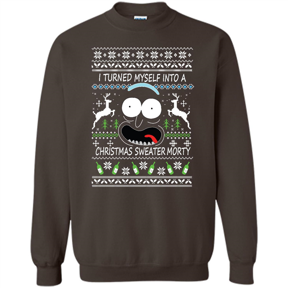 RICK AND MORTY-I TURNED MYSELF INTO A CHRISTMAS SWEATER MORTY UGLY XMAS SWEATER