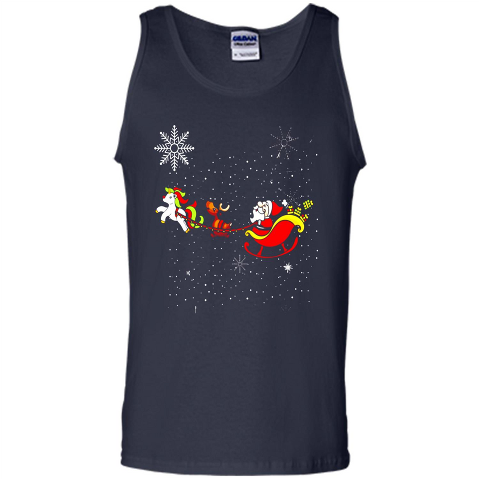 Christmas Unicorn Rudolph and Santa - Tank Top