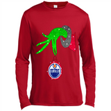 GRINCH HAND HOLDING EDMONTON OILERS GLITTER CHRISTMAS PINGPONG