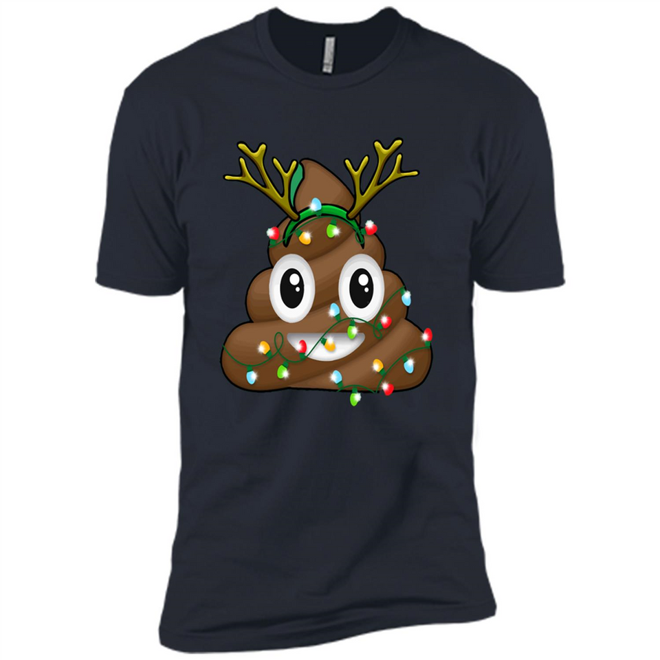 Reindeer Poop Emoji Cute Merry Christmas T-Shirt - Premium Short Sleeve T-Shirt