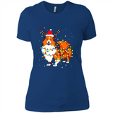 Christmas Lights Shetland Sheepdog Wearing Santa Hat Funny Xmas Mug - Ladies' Boyfriend T-Shirt