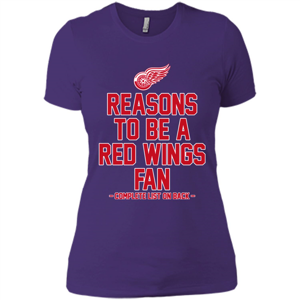 Reasons to be a Detroit Red Wings Fan Complete List on Back - Ladies' Boyfriend T-Shirt