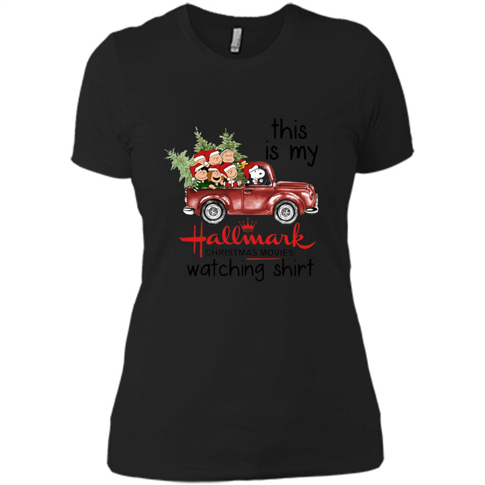 Snoopy This Is My Hallmark Christmas Movies Watching T-Shirt - Ladies' Boyfriend T-Shirt