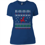 Dinosaur and Santa Ugly Christmas Sweater - Ladies' Boyfriend T-Shirt