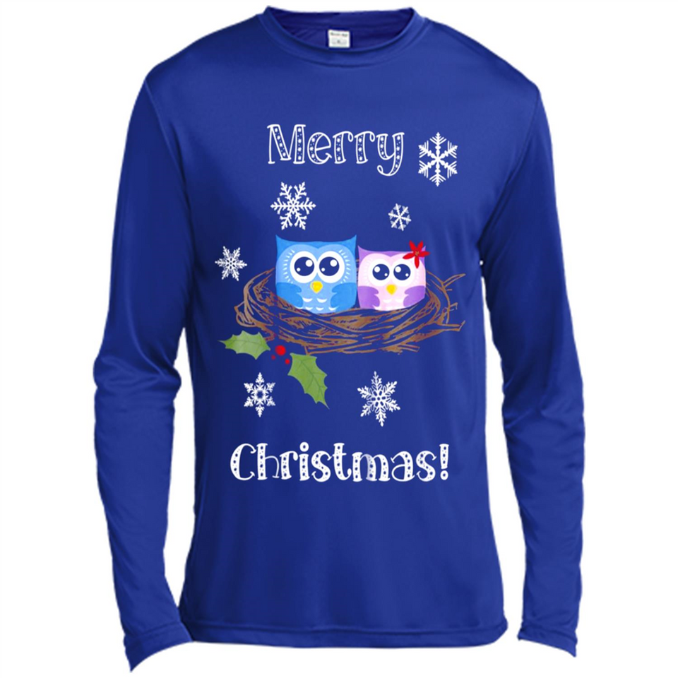 Cute Christmas Shirt Merry Christmas Snowflakes Owls Nest