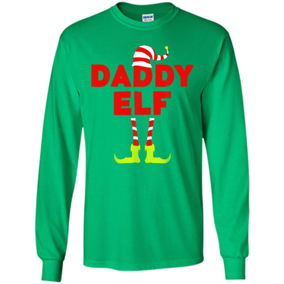 Mens Daddy Elf T-Shirt Funny Matching Christmas Costume - Long Sleeve T-Shirt