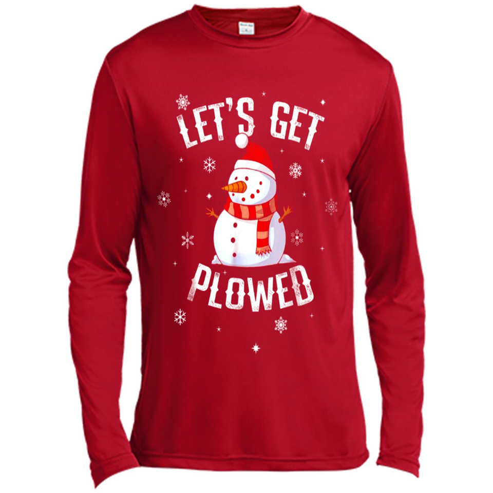 Let's Get Plowed Funny Christmas Snowman - Canvas Long Sleeve T-Shirt