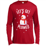 Let's Get Plowed Funny Christmas Snowman - Canvas Long Sleeve T-Shirt