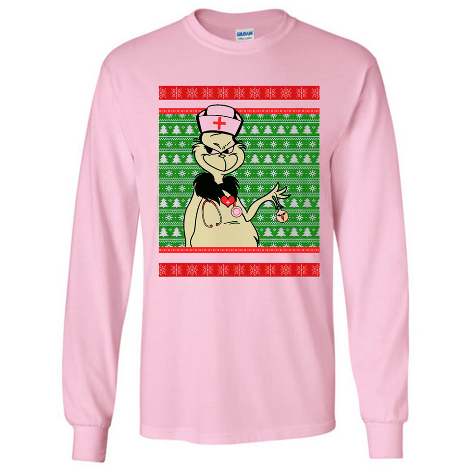 Grinch Nurse Ugly Christmas Sporty T-Shirt PINGPONG - Long Sleeve T-Shirt