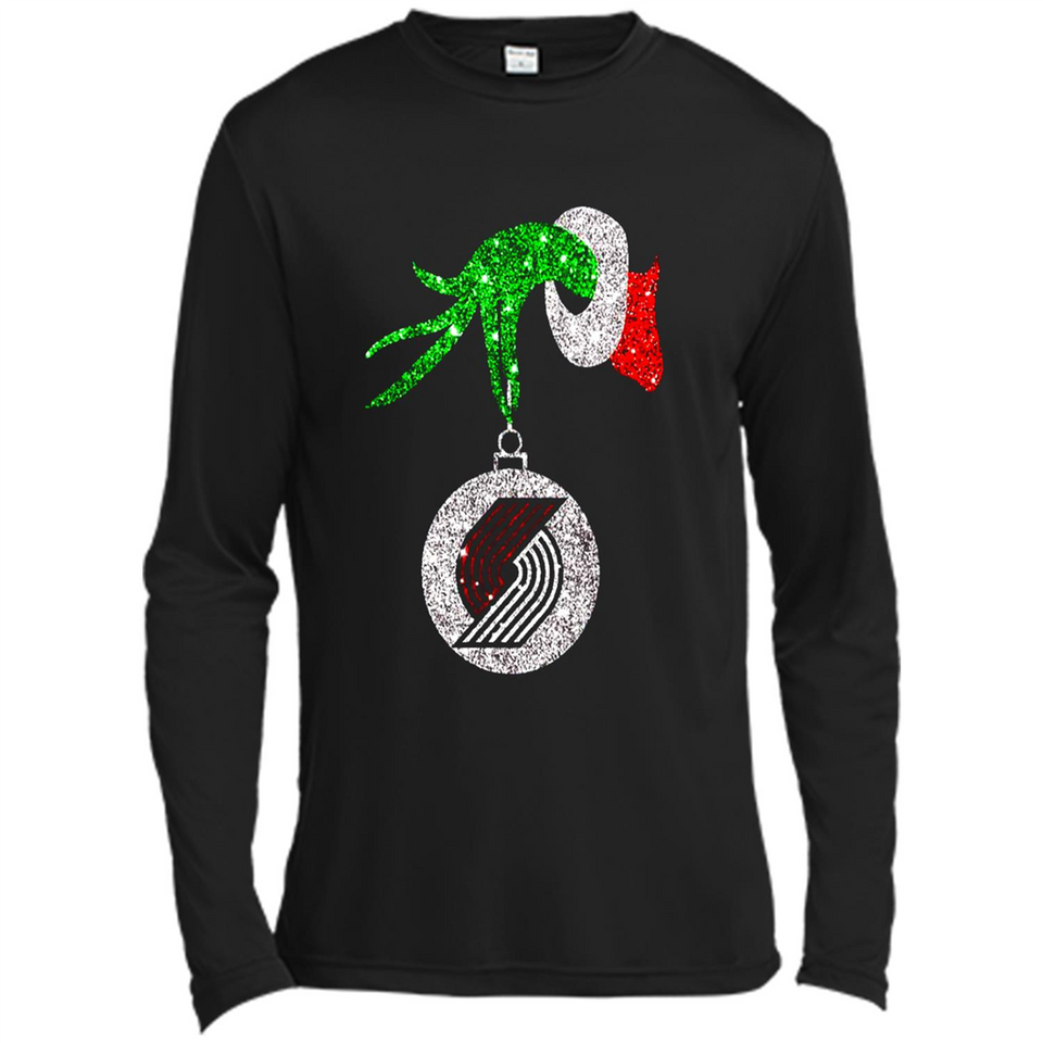 Amazing shirt Portland Trail Blazers Glitter Grinch Monogram Ornament Christmas - Canvas Long Sleeve T-Shirt