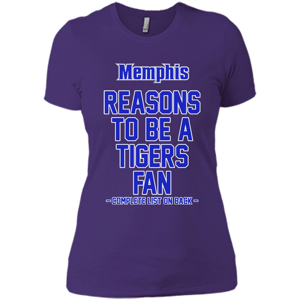 Reasons to be a Memphis Tigers Fan Complete List on Back - Ladies' Boyfriend T-Shirt