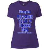 Reasons to be a Memphis Tigers Fan Complete List on Back - Ladies' Boyfriend T-Shirt