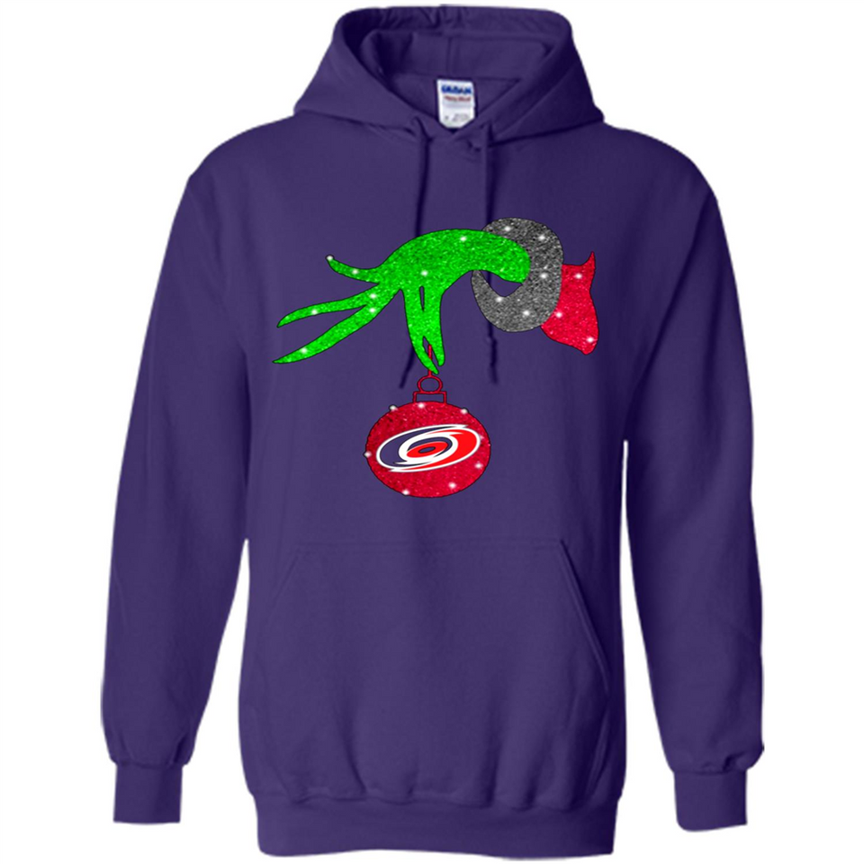GRINCH HAND HOLDING CAROLINA HURRICANES GLITTER CHRISTMAS PINGPONG