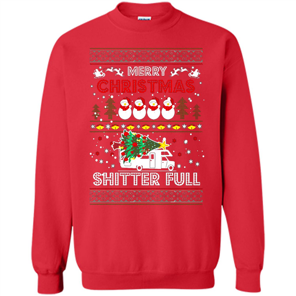 Merry Christmas Shitter Full Christmas Tree Snowman Sweater PINGPONG - Sweatshirt