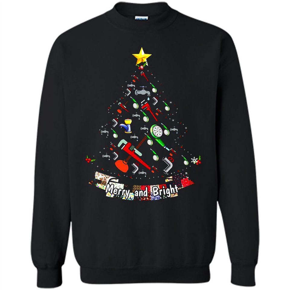 Merry And Bright Plumber Christmas Tree Shirt PINGPONG - Sweatshirt