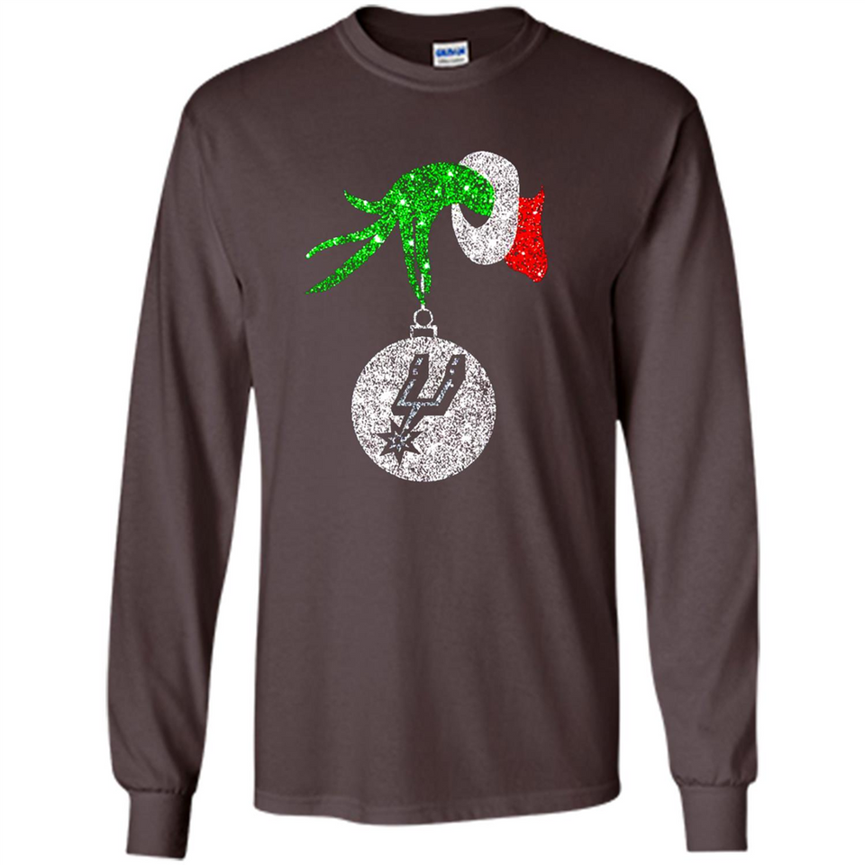 Amazing shirt San Antonio Spurs Glitter Grinch Monogram Ornament Christmas Gift - Long Sleeve T-Shirt