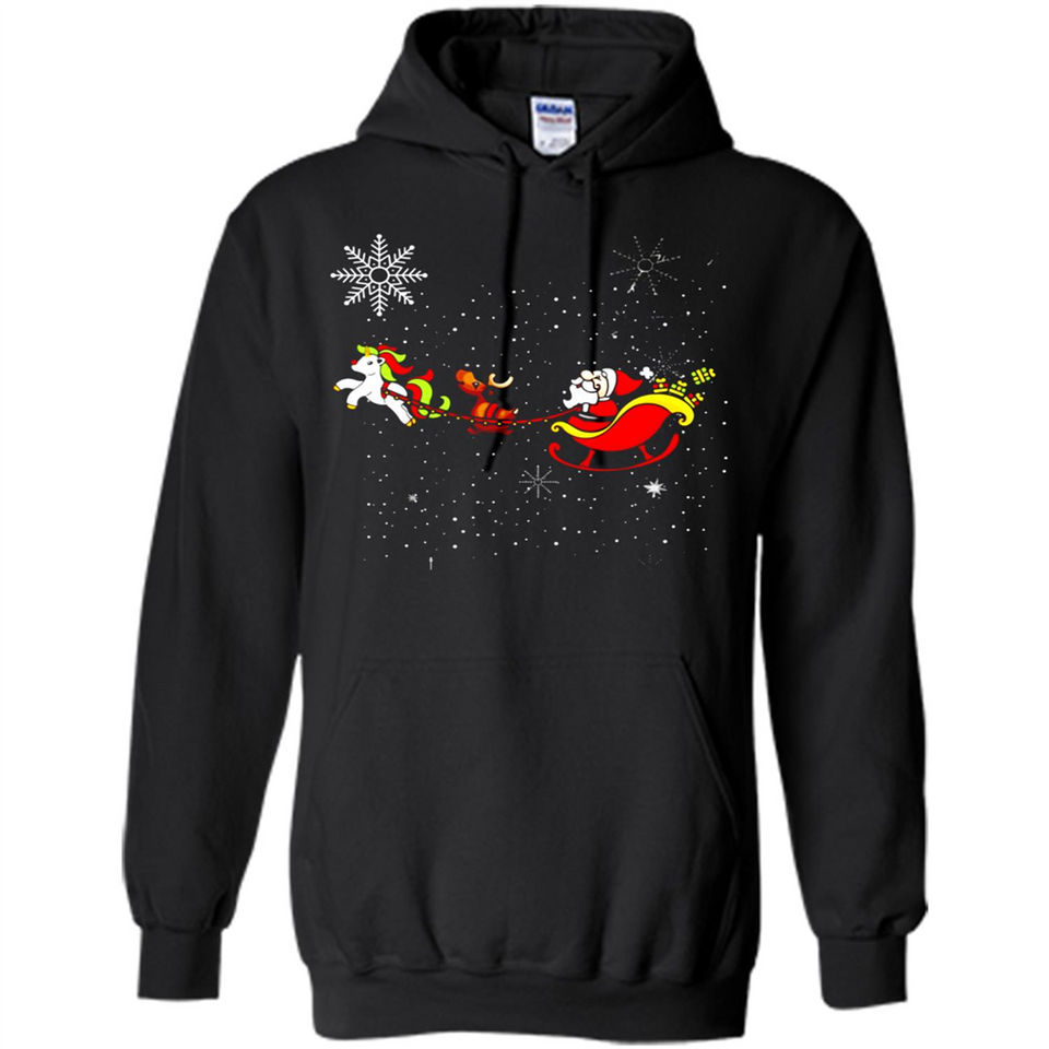 Christmas Unicorn Rudolph and Santa - Hoodie