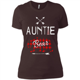 Aunt Shirt Buffalo Plaid Family Camp Bear Tee - Ladies' Boyfriend T-Shirt