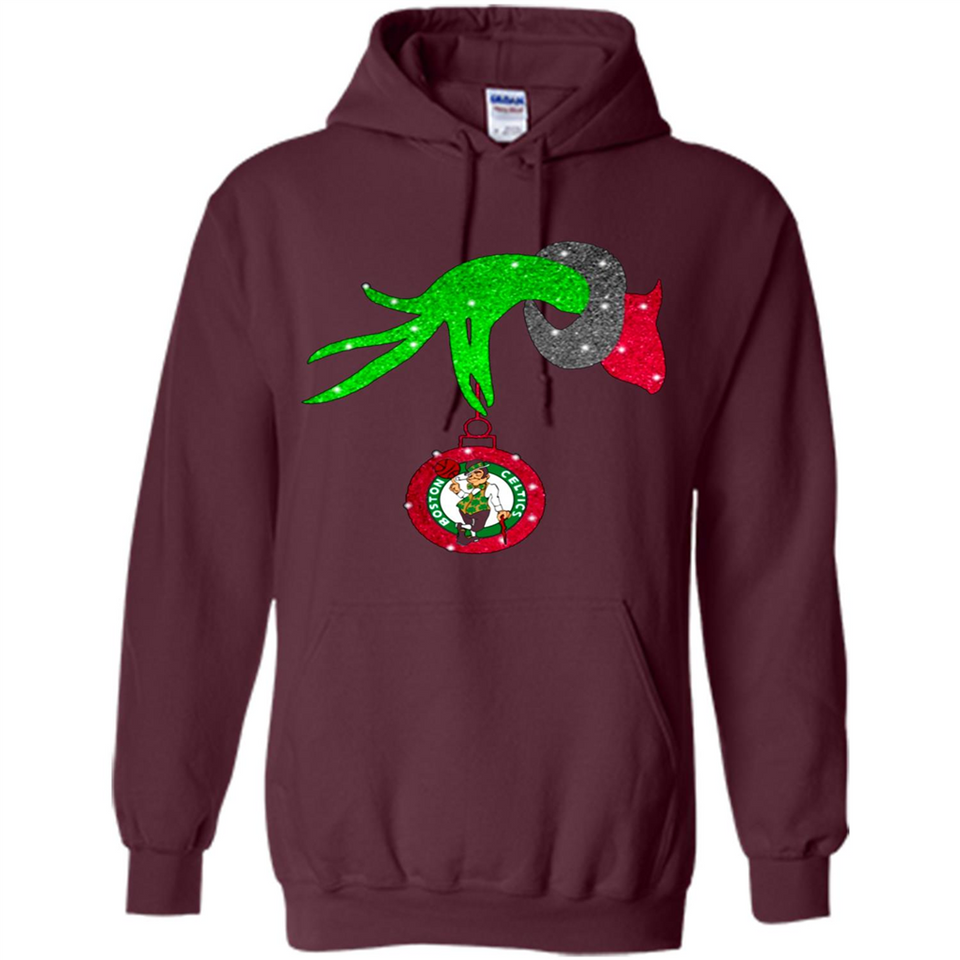 GRINCH HAND HOLDING BOSTON CELTICS NBA GLITTER CHRISTMAS PINGPONG