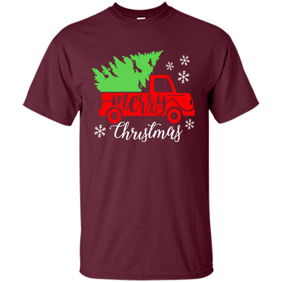 Vintage Christmas Classic Truck T-Shirt with Snow and Tree