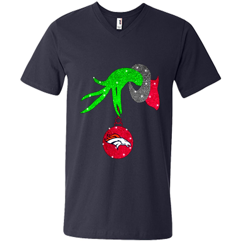 GRINCH HAND HOLDING DENVER BRONCOS GLITTER CHRISTMAS PINGPONG