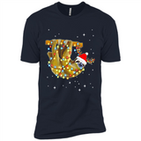 Christmas Lights Sloth Wearing Santa Hat Funny Xmas - Premium Short Sleeve T-Shirt