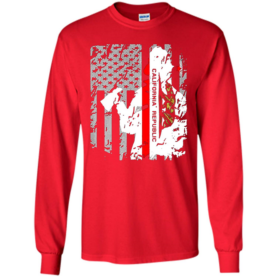 Paradise California Firefighter Thin Red Line Funds Youth T-Shirt PINGPONG - Long Sleeve T-Shirt
