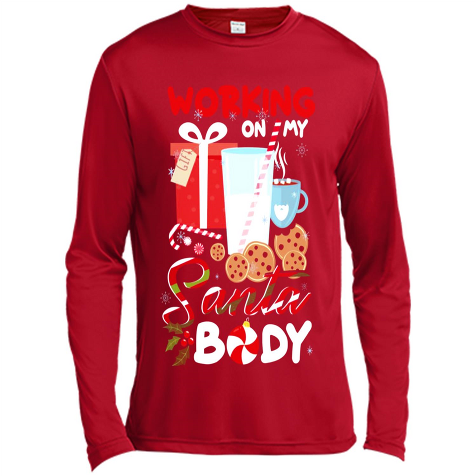 Working On My Santa Body Funny Christmas Gift Sleeve Xmas - Canvas Long Sleeve T-Shirt