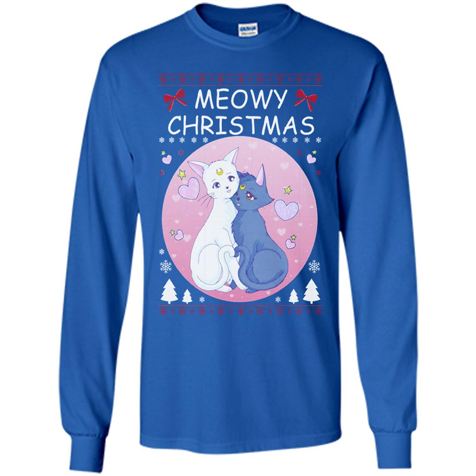 Sailor Moon Yin Yang Cat Love Ugly Christmas Sweater - Long Sleeve T-Shirt
