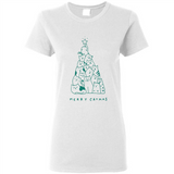 Merry Catmas Funny Cat Christmas Tree Sweatshirt - Ladies Short-Sleeve