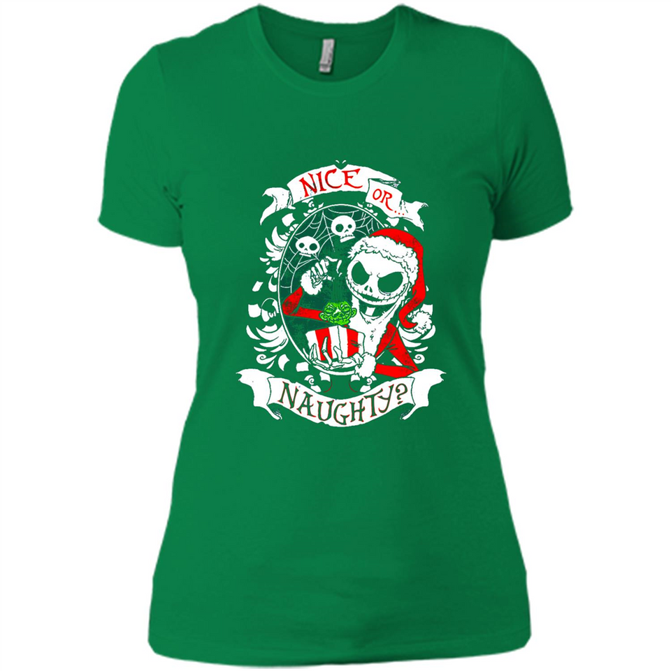 Christmas Shirt, Santa Nice Or Naughty Xmas - Ladies' Boyfriend T-Shirt