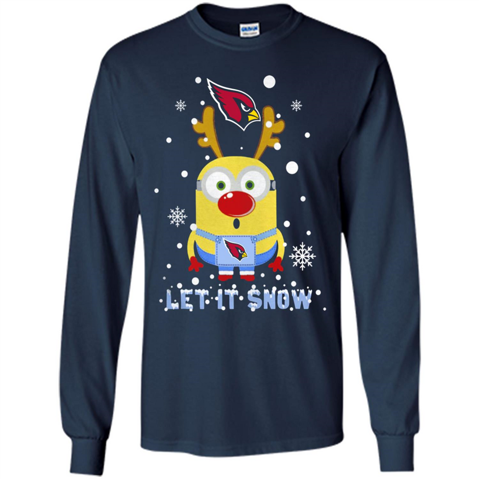 Minion Arizona Cardinals Ugly Christmas Sweater Let it Snow - Long Sleeve T-Shirt