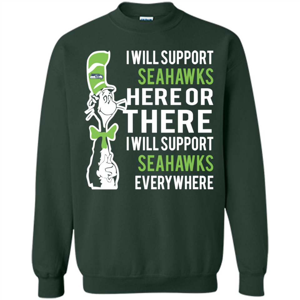 Shirt For Dr Seuss Cat And Seattle Seahawks Fans - Sweatshirt