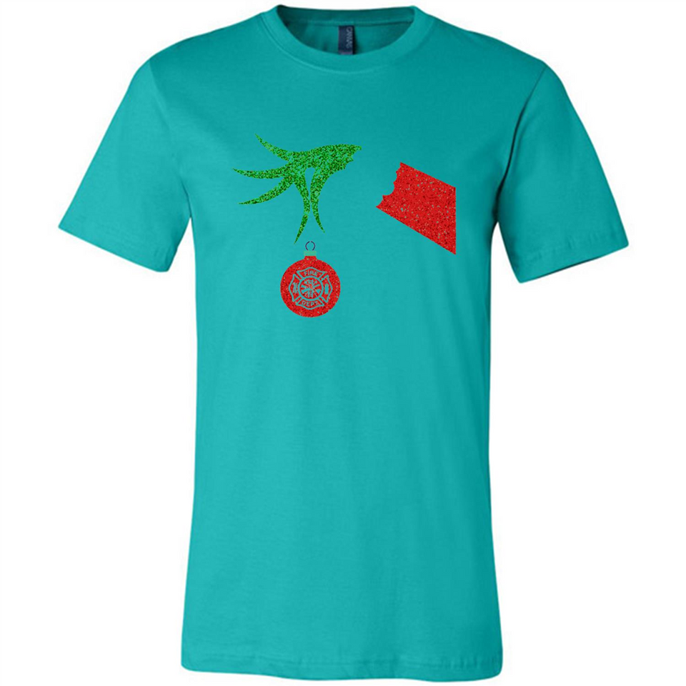 Funny Grinch Hand holding Firefighter ornament Christmas Sporty T-Shirt - Canvas Unisex T-Shirt