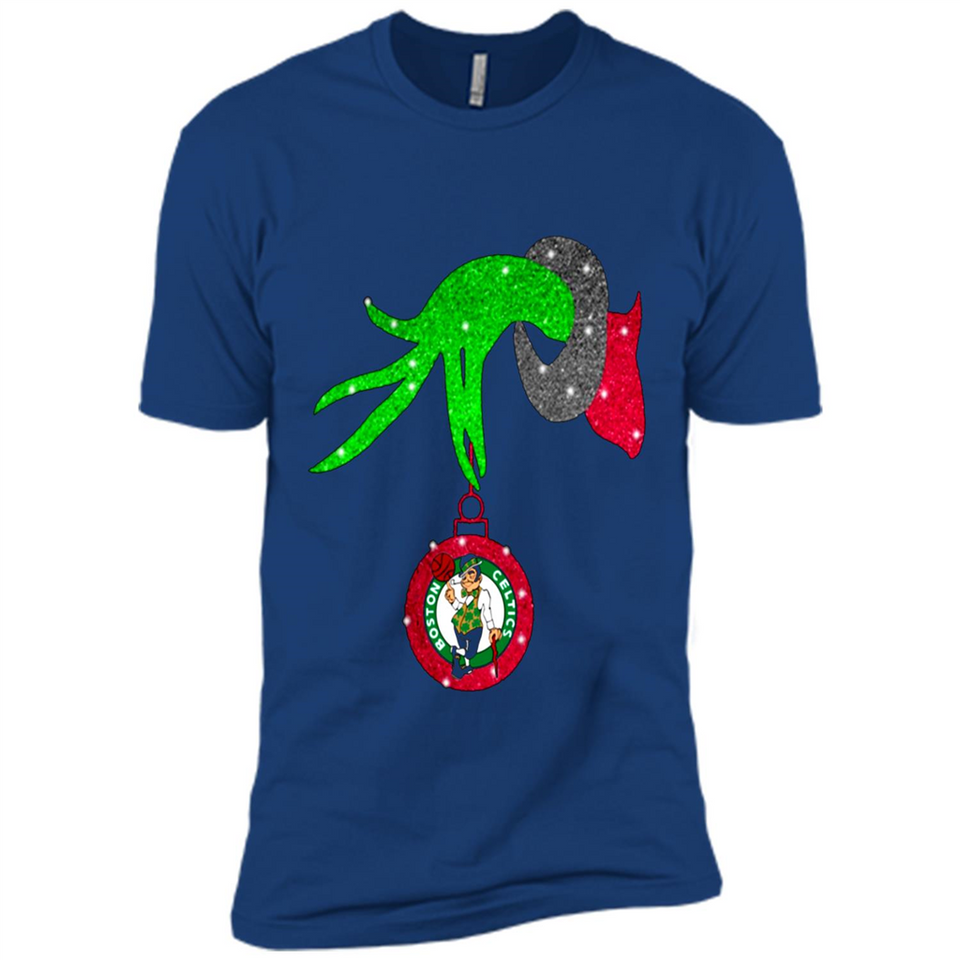GRINCH HAND HOLDING BOSTON CELTICS NBA GLITTER CHRISTMAS PINGPONG