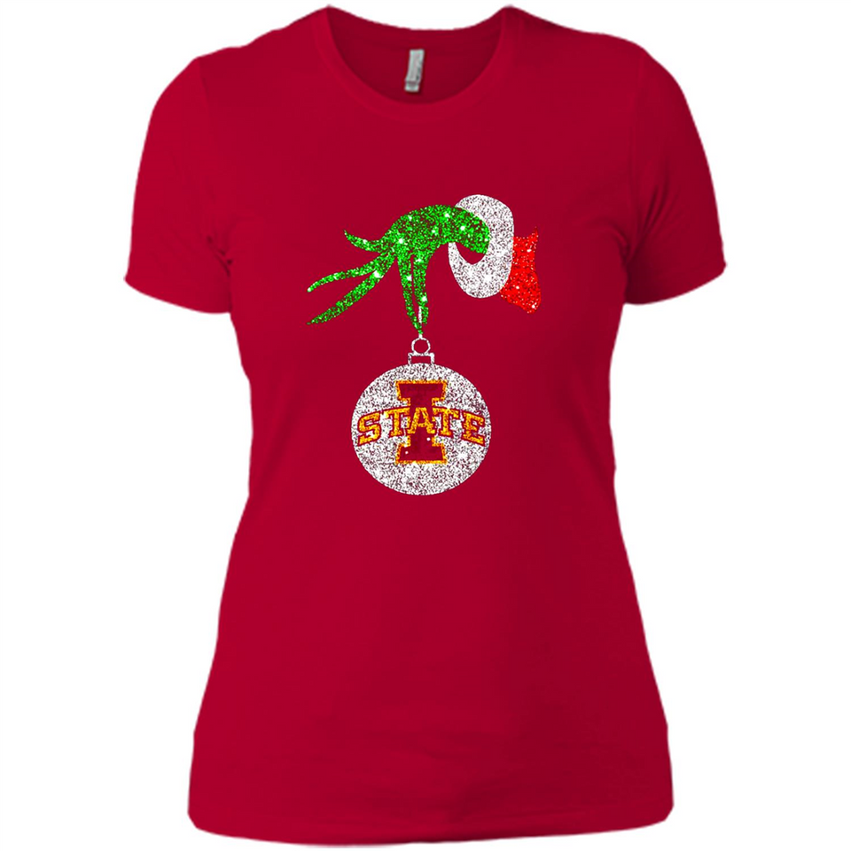 Amazing Iowa State Cyclones Glitter Grinch Monogram Ornament Christmas Gift - Ladies' Boyfriend T-Shirt